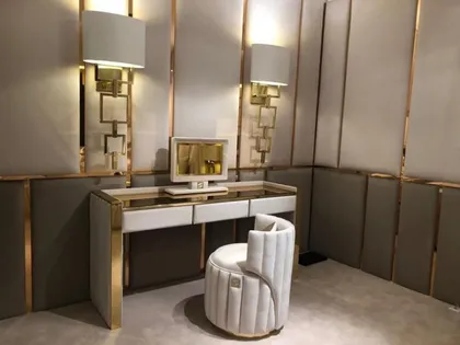 Luxury Gold Brass Dressing Table With Drawers - Signature