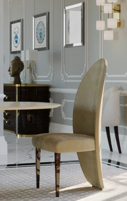 The High End Luxury Velvelt Leaf Chair - Lotus