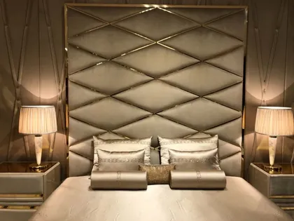 High End Modern Taupe Soft Velvet Bed - Gattopardo 01