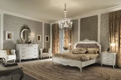 Camera da letto classica in stile italiano, arredamento di lusso