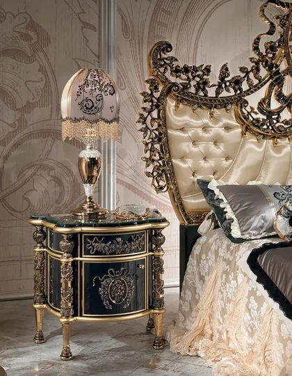 Bedside Table With Metal Columns, Italian bedroom furniture