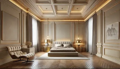 Camera da letto di lusso Meteora in un elegante bianco, con letto decorato e raffinato stile italiano, mobili classici italiani per camera da letto