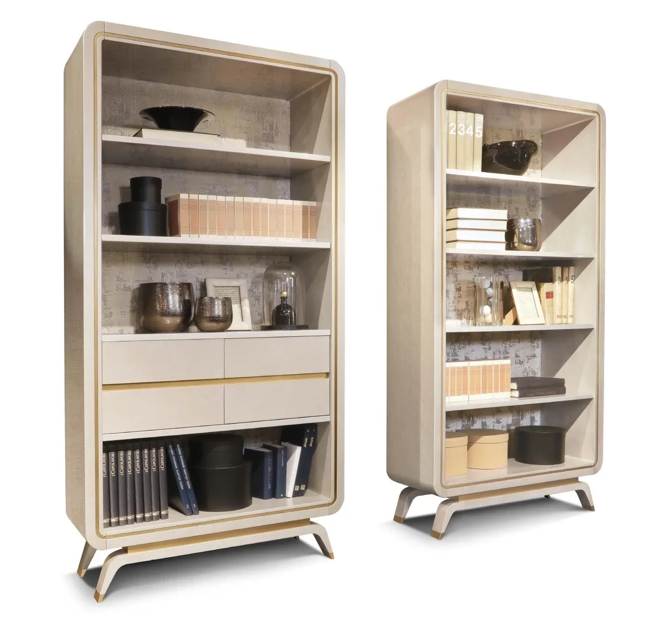 Hanami Bookcase by Redeco, modern bookshelf with a light profile for a living room